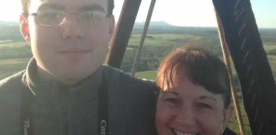 Lisa and Alex Vaillancourt in a hot air balloon