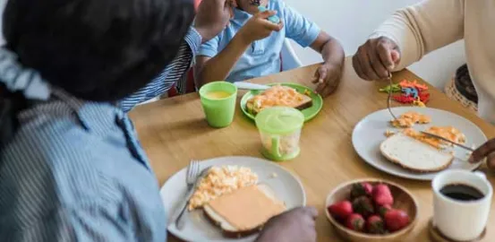 family eating breakfast