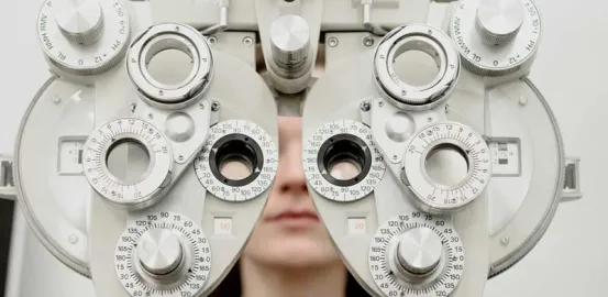 woman at a vision exam