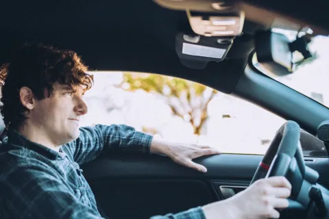 Young man driving