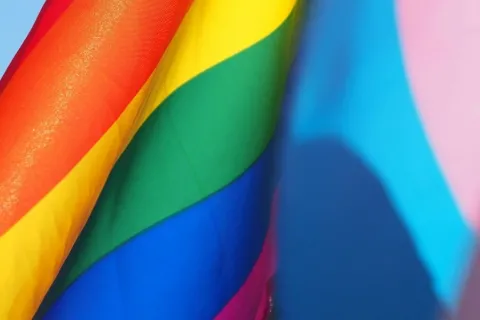 Close up of a Pride flag