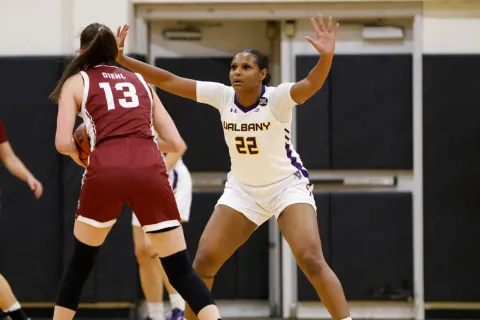 Taniya during a college basketball game