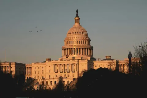 US Capitol building at dusk