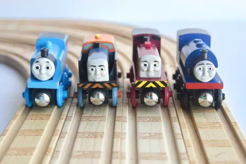 toy trains on a track