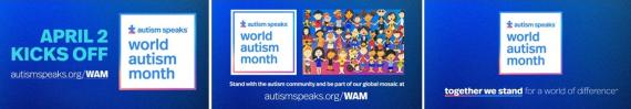 three world autism month graphics in a row