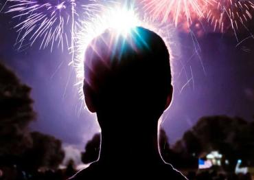 Person watching fireworks