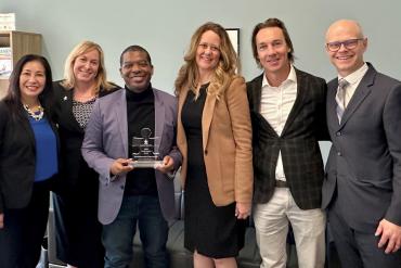 Photo (from left to right) includes Melissa Cortez (with Governmental Advocates of California, on behalf of Autism Speaks), Kelly Headrick (Autism Speaks Senior Director of State Government Affairs & Grassroots Advocacy), Assemblymember Dr. Corey Jackson, Amy Westling (Association of Regional Center Agencies), Jordan Lindsey (The Arc of California), and Barry Jardini (California Disability Services Association)