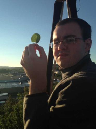 Alex Vaillancourt in a hot air balloon