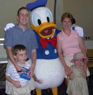 Amy Schinner's family with Donald Duck