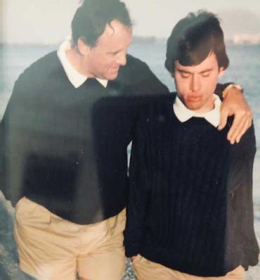 Barry and David walking on the beach