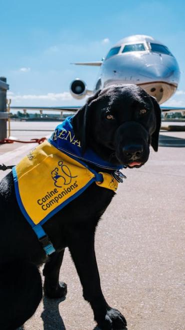 Canine companion at the airport