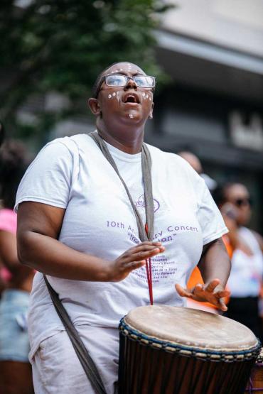 Jamaican musician playing the drums