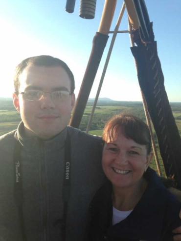 Lisa and Alex Vaillancourt in a hot air balloon