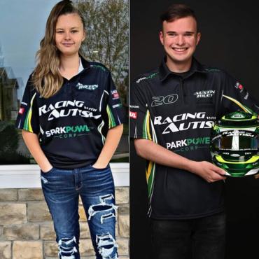 Mariah Kay  wearing a racing with Autism jersey