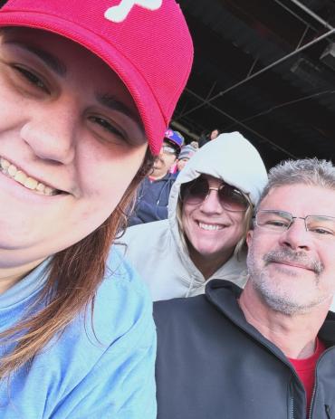 Sarah Robin and friends at a baseball game