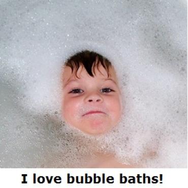 child taking a bubble bath