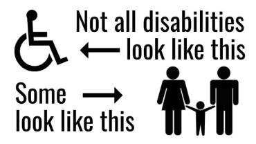 infographic showing that not all disabilities are seen