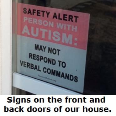 safety alert sign that someone with autism lives in the home