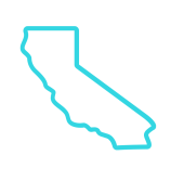 light blue outline of the state of California 