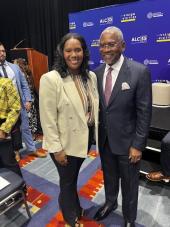 Alyssa Brockington of Autism Speaks standing next to Rep. Gregory Meeks