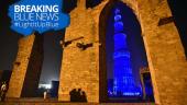 The Qutub Minar as they Light It Up Blue on April 2